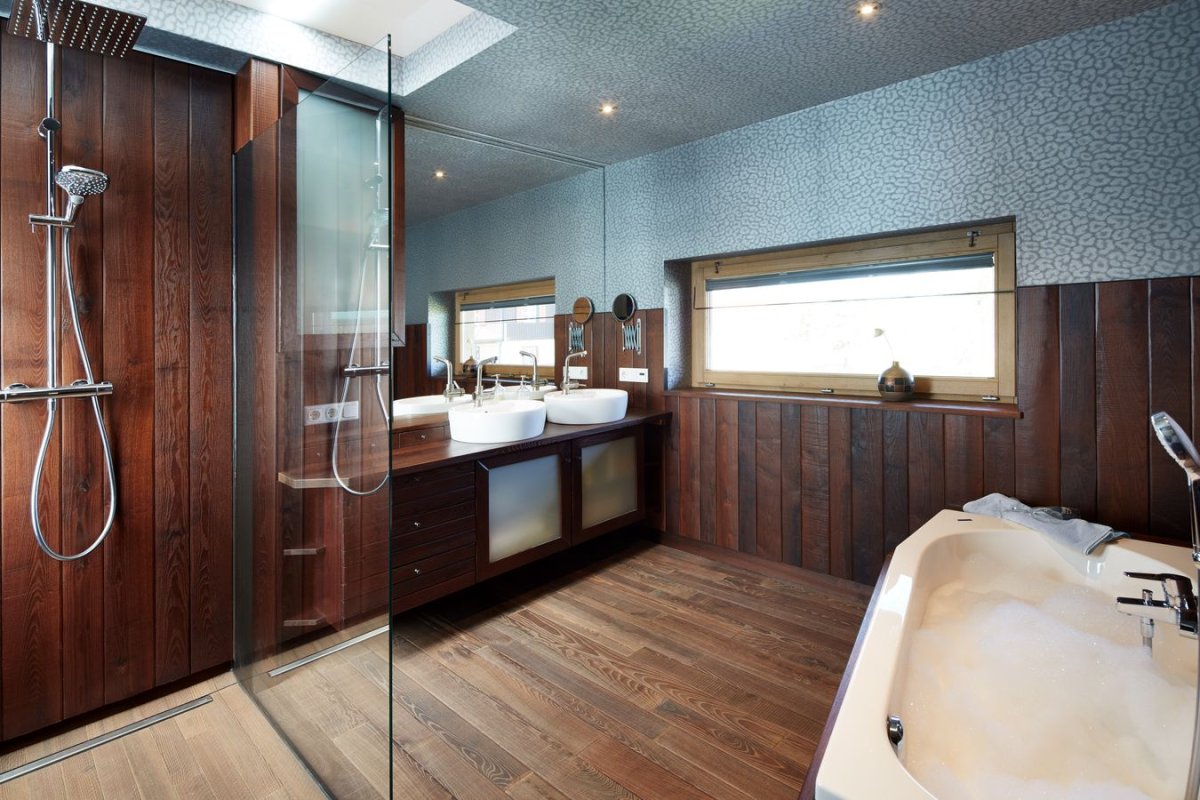 Отделка ванной термодеревом