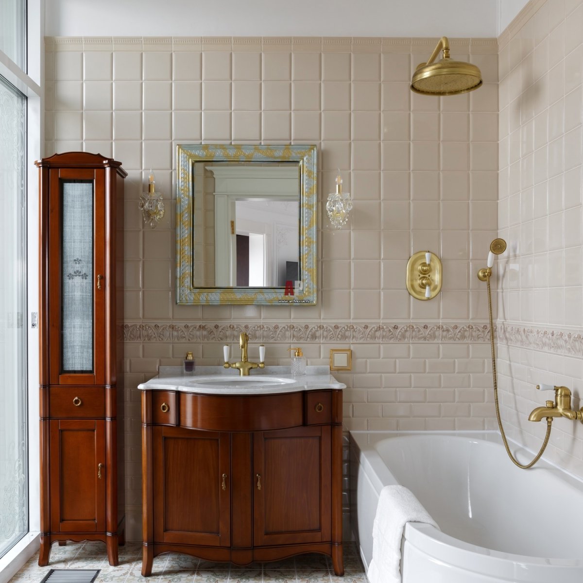 Ванная в стиле американская классика