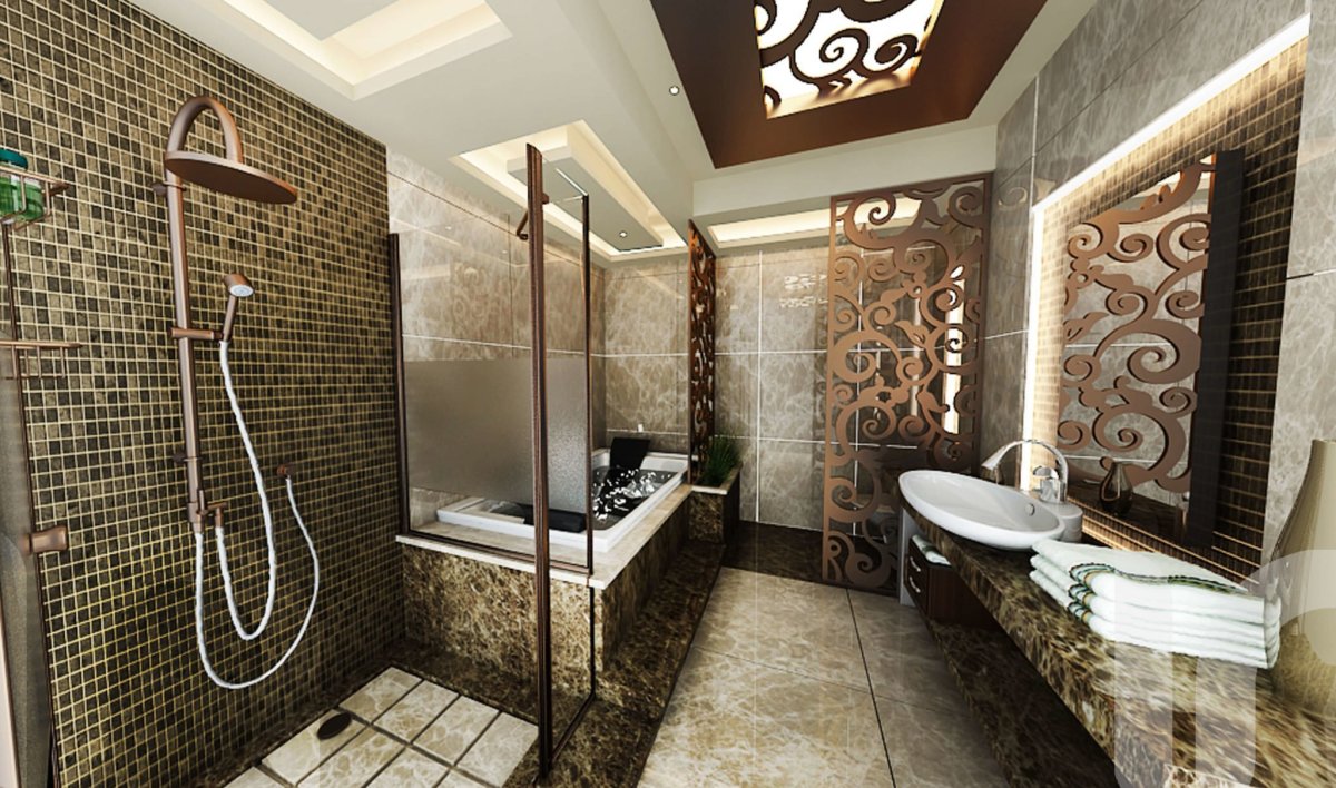 Декоративный камень в санузле