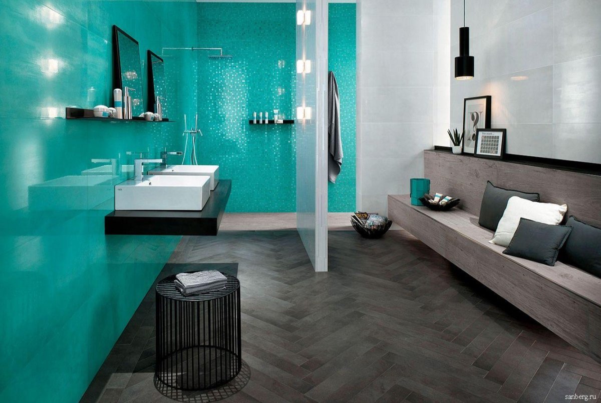 Серая плитка в ванной комнате