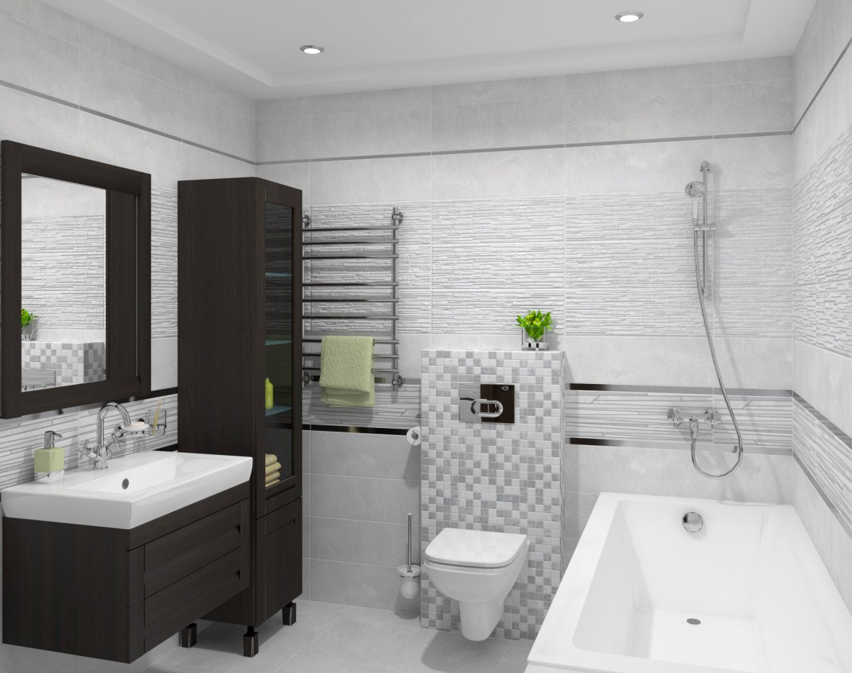 Серая ванная комната