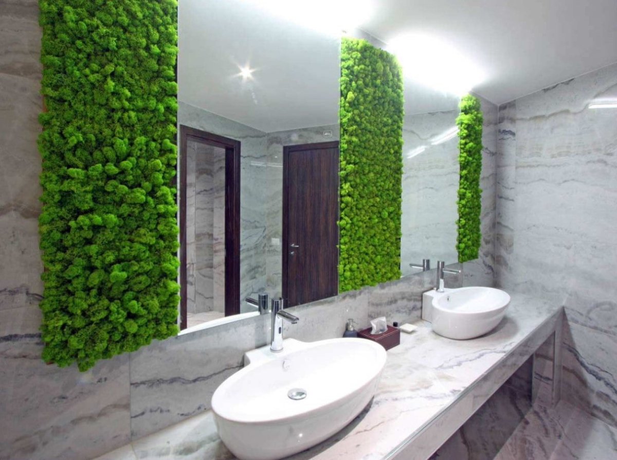 Декоративный мох в ванной