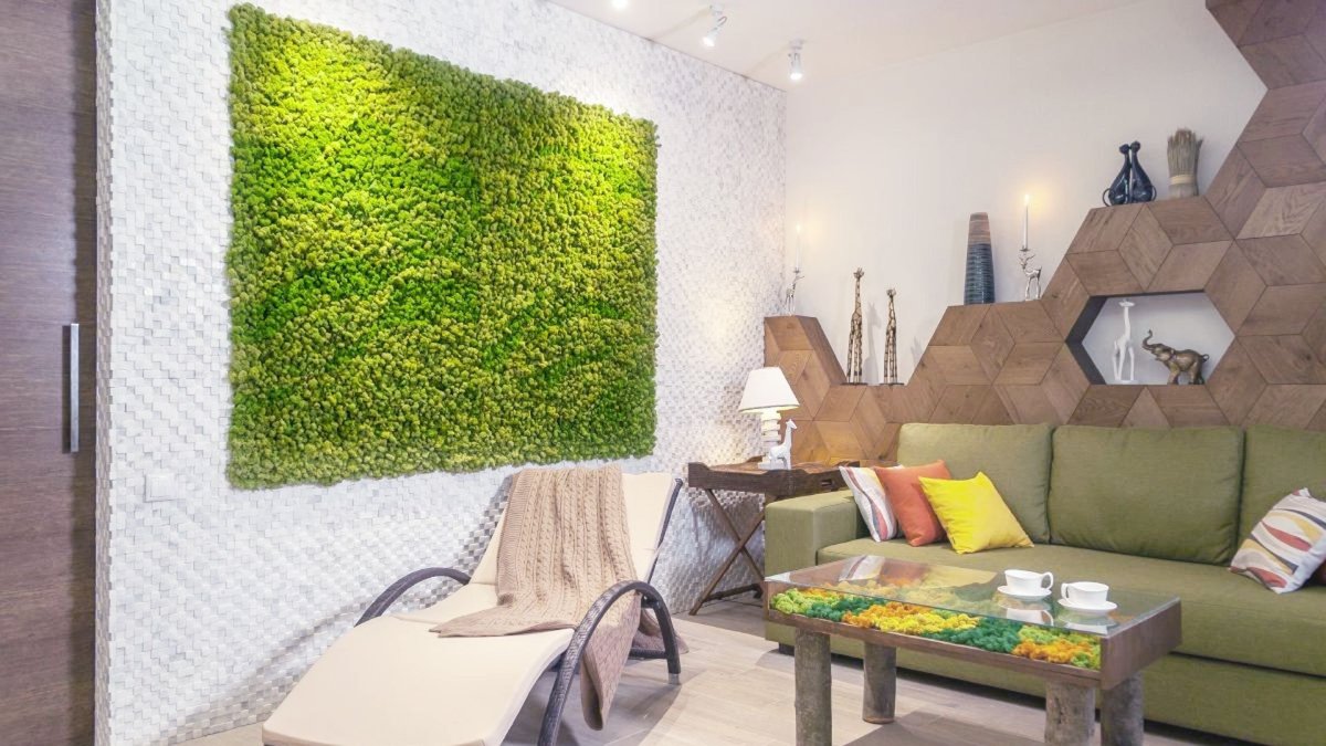 Декоративный мох в ванной