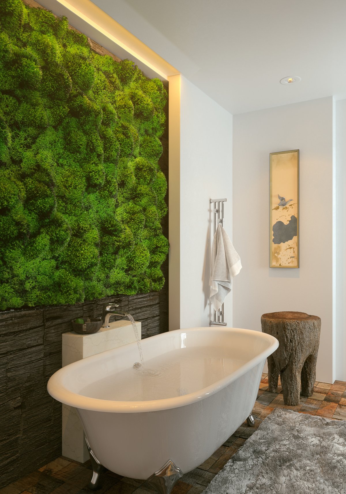 Декоративный мох в ванной