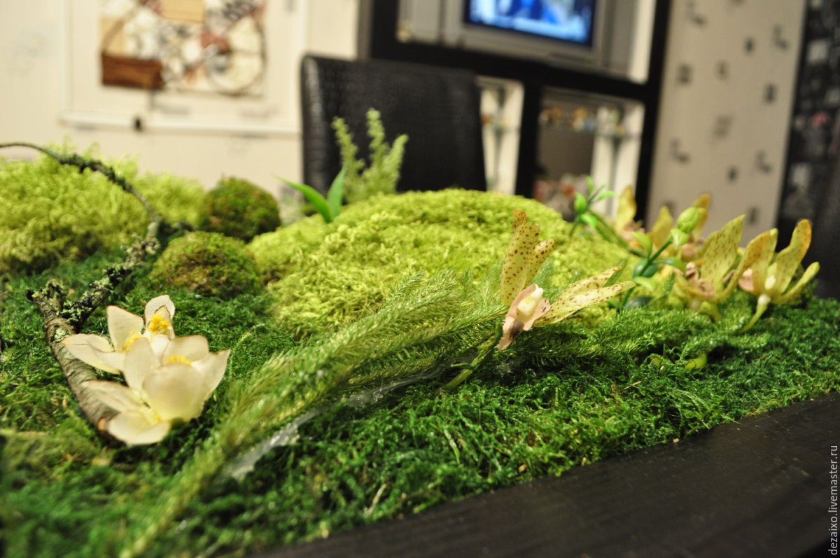 Панно со мхом и полками