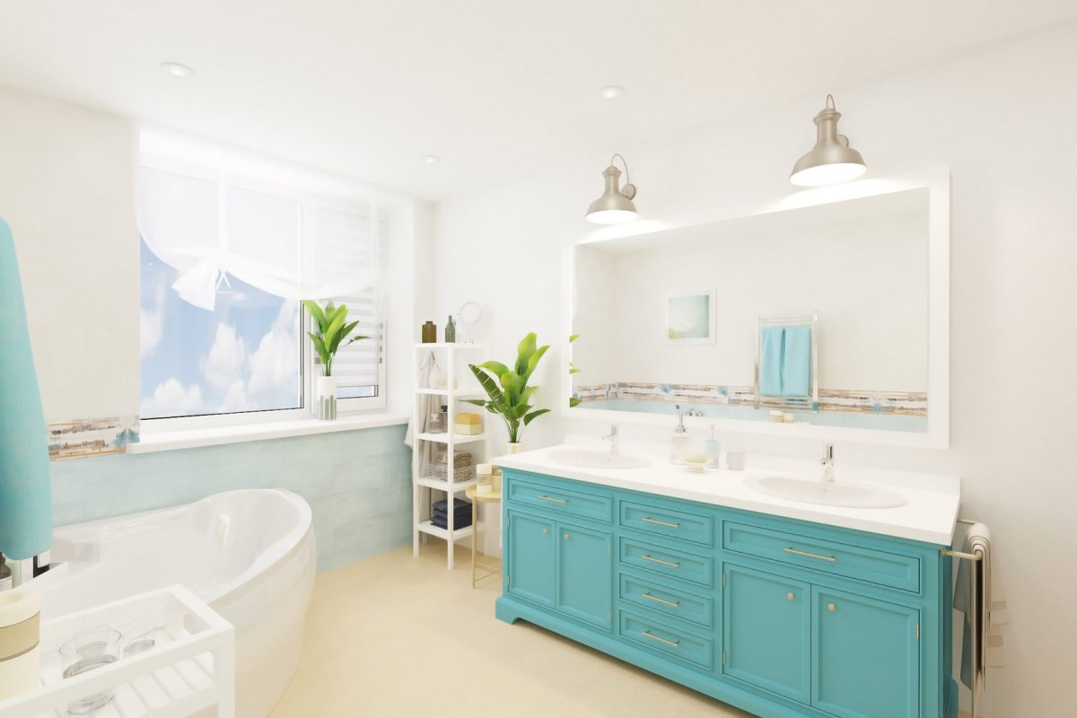 Ванная комната в бирюзовых тонах