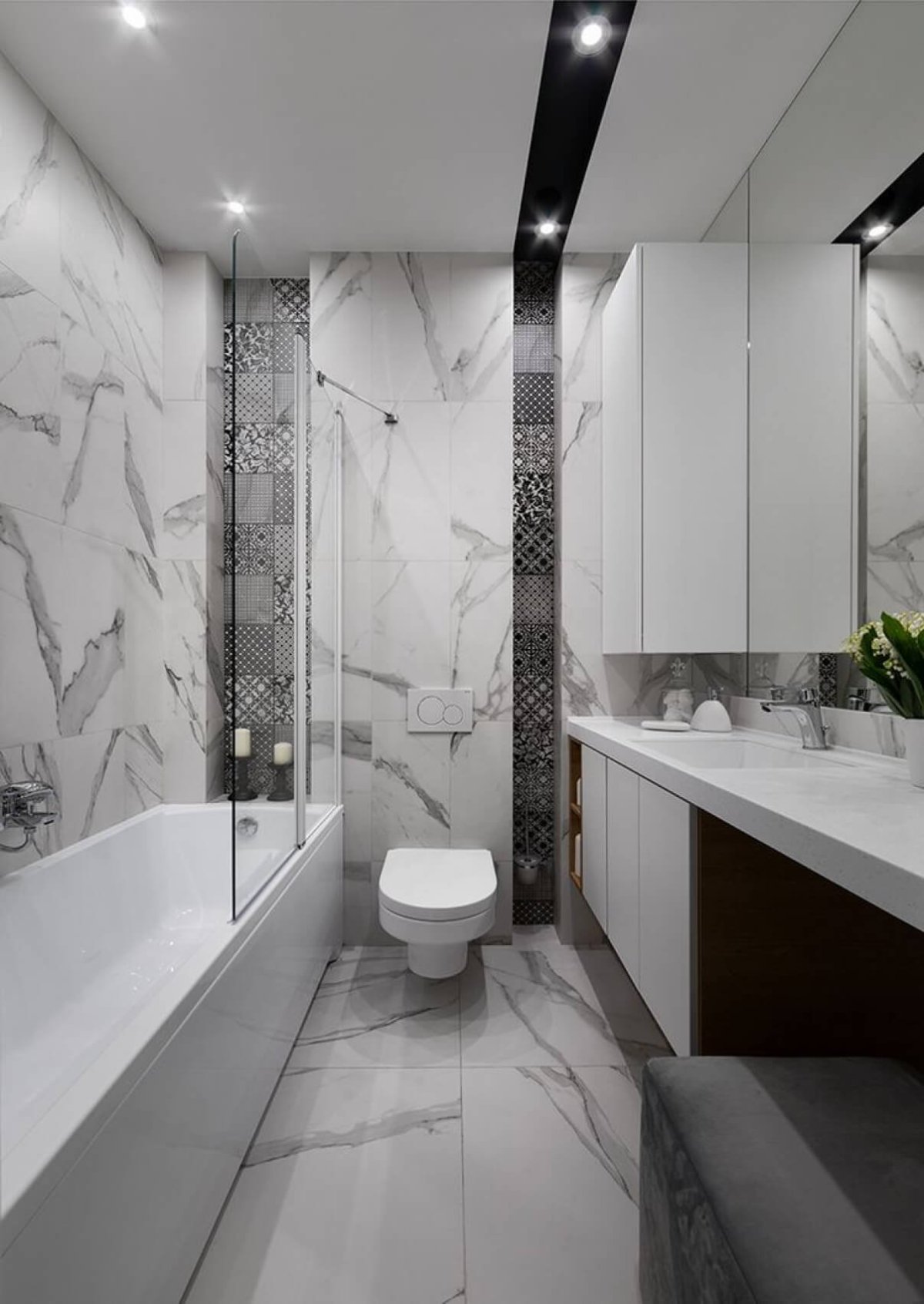Dark Black Marble Bathroom плитка