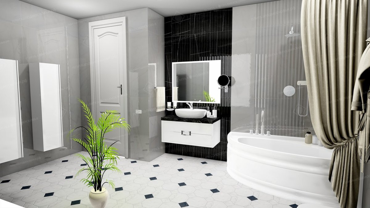 Мраморная плитка в маленькой ванной