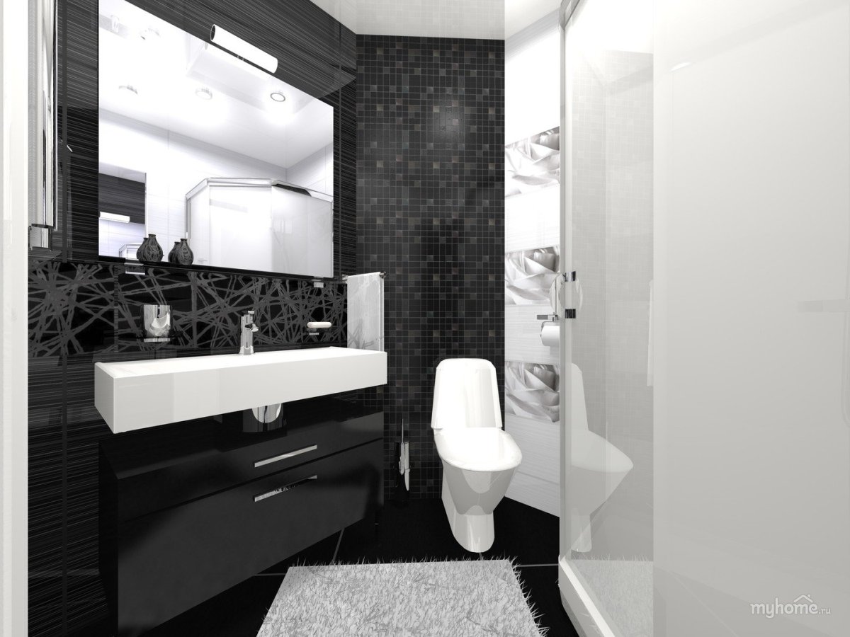 Ванная в черно белых тонах