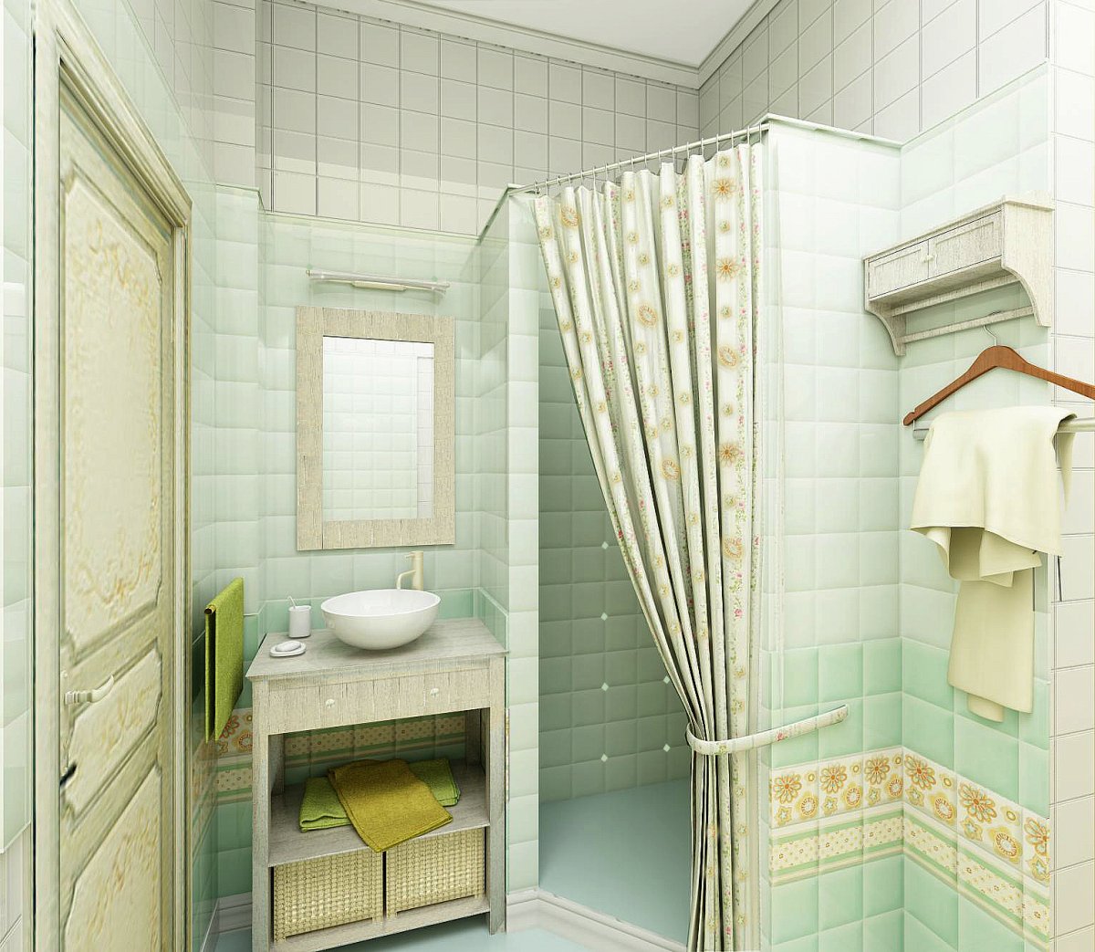 ванная комната с душем в стиле прованс
