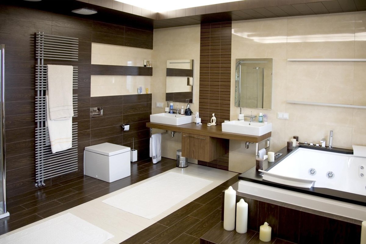 Ванная комната с большой столешницей