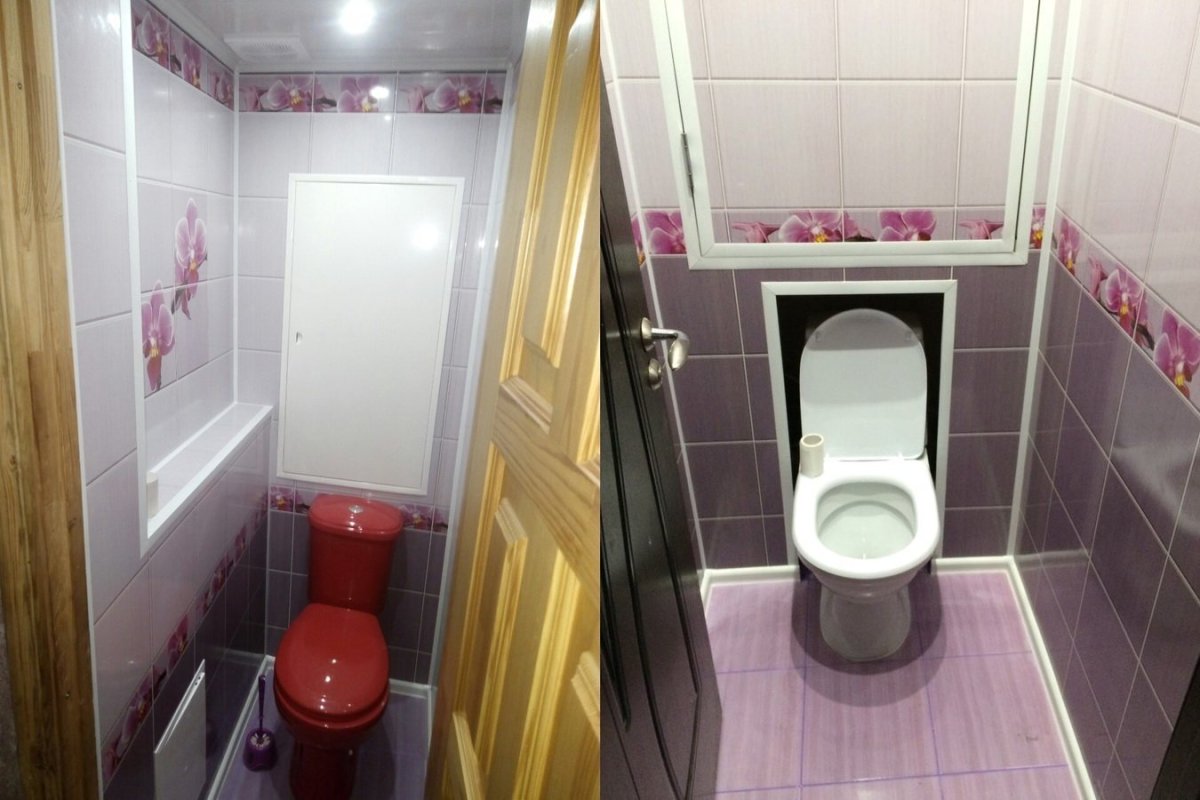 Отделка потолка в туалете