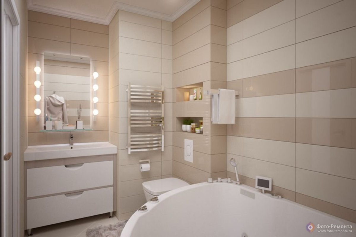 Ванная в бело бежевых тонах