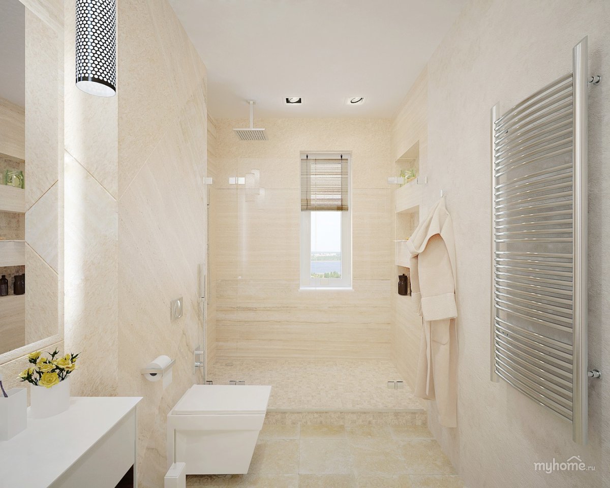 Ванная травертин Скандинавский стиль