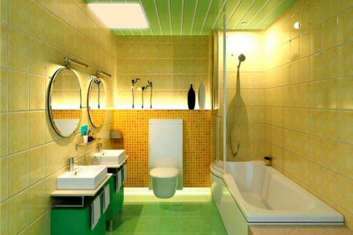 Отделка потолка в ванной