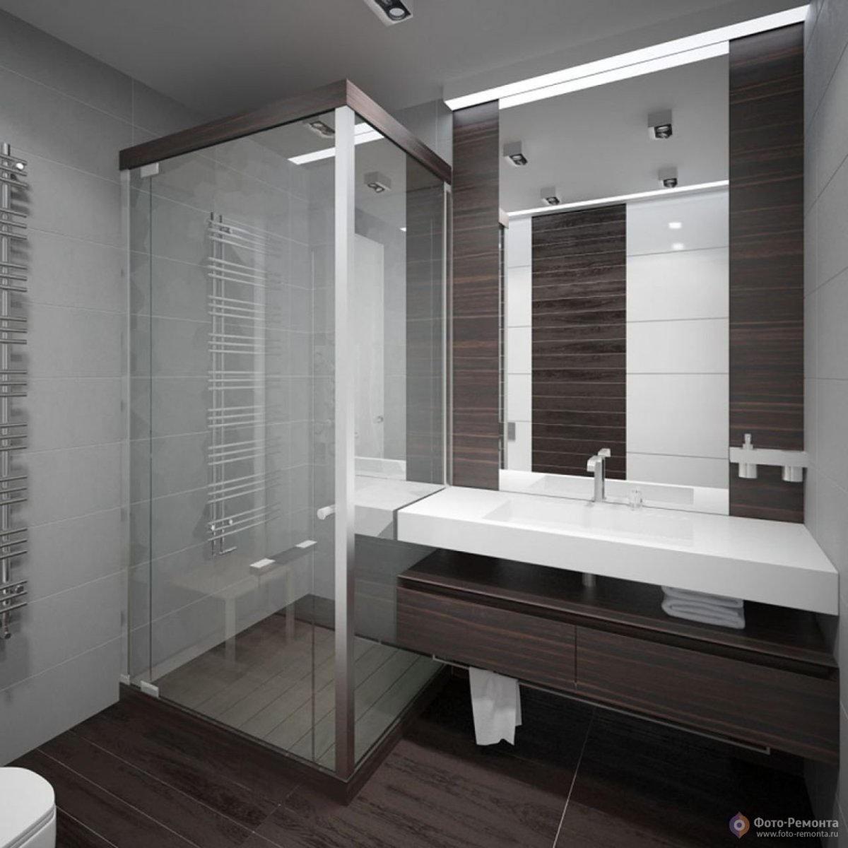 Ванна в бело коричневых тонах