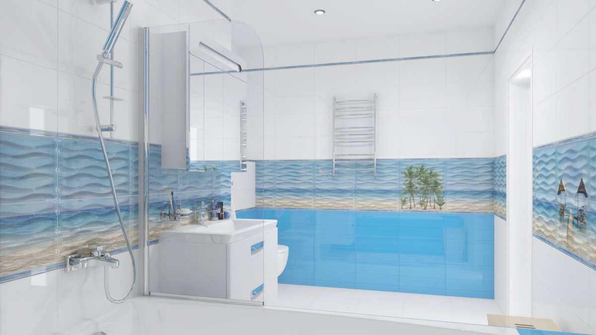 Кафель в ванную с дельфинами