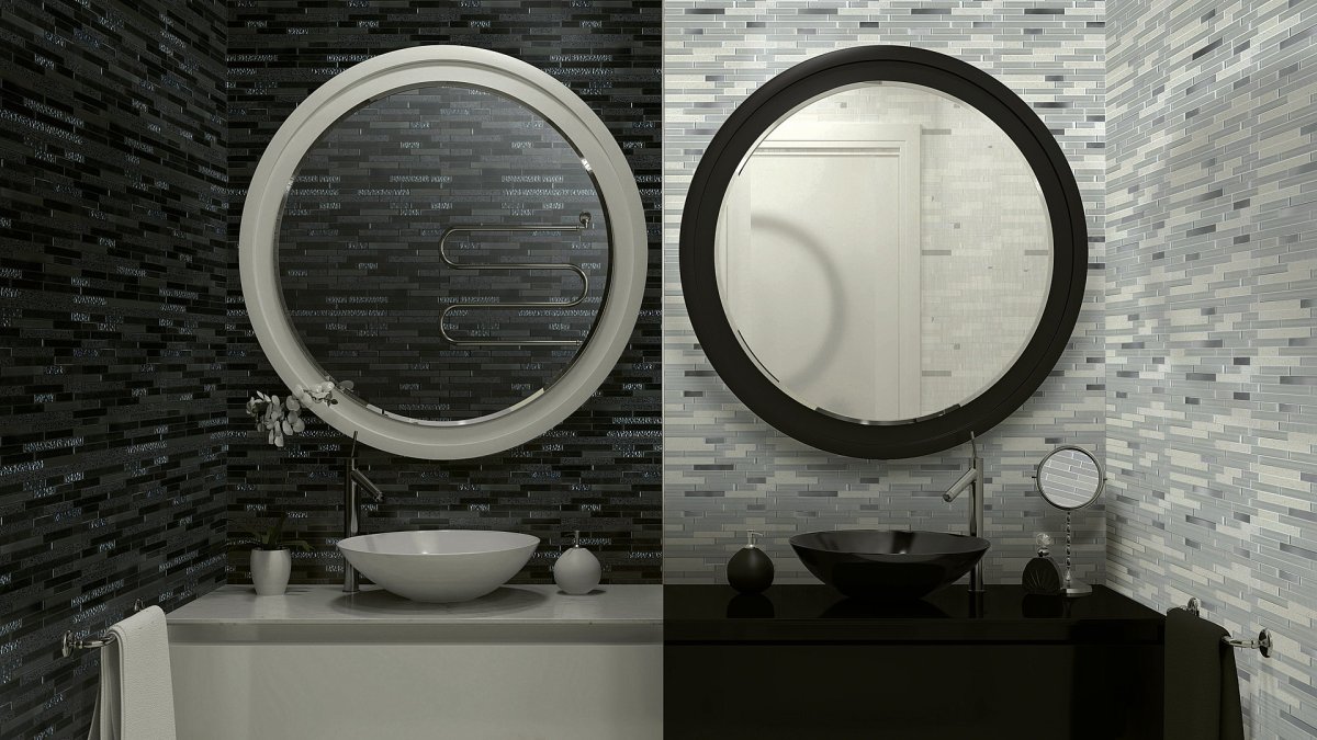 Ванная с большим зеркалом