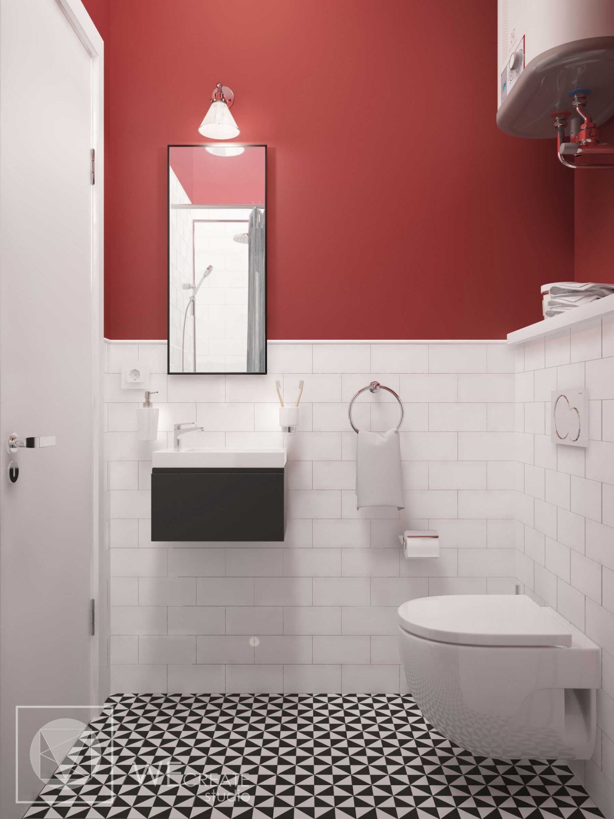 Красно белый туалет