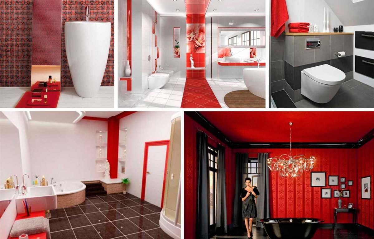 Большая ванная в Красном цвете