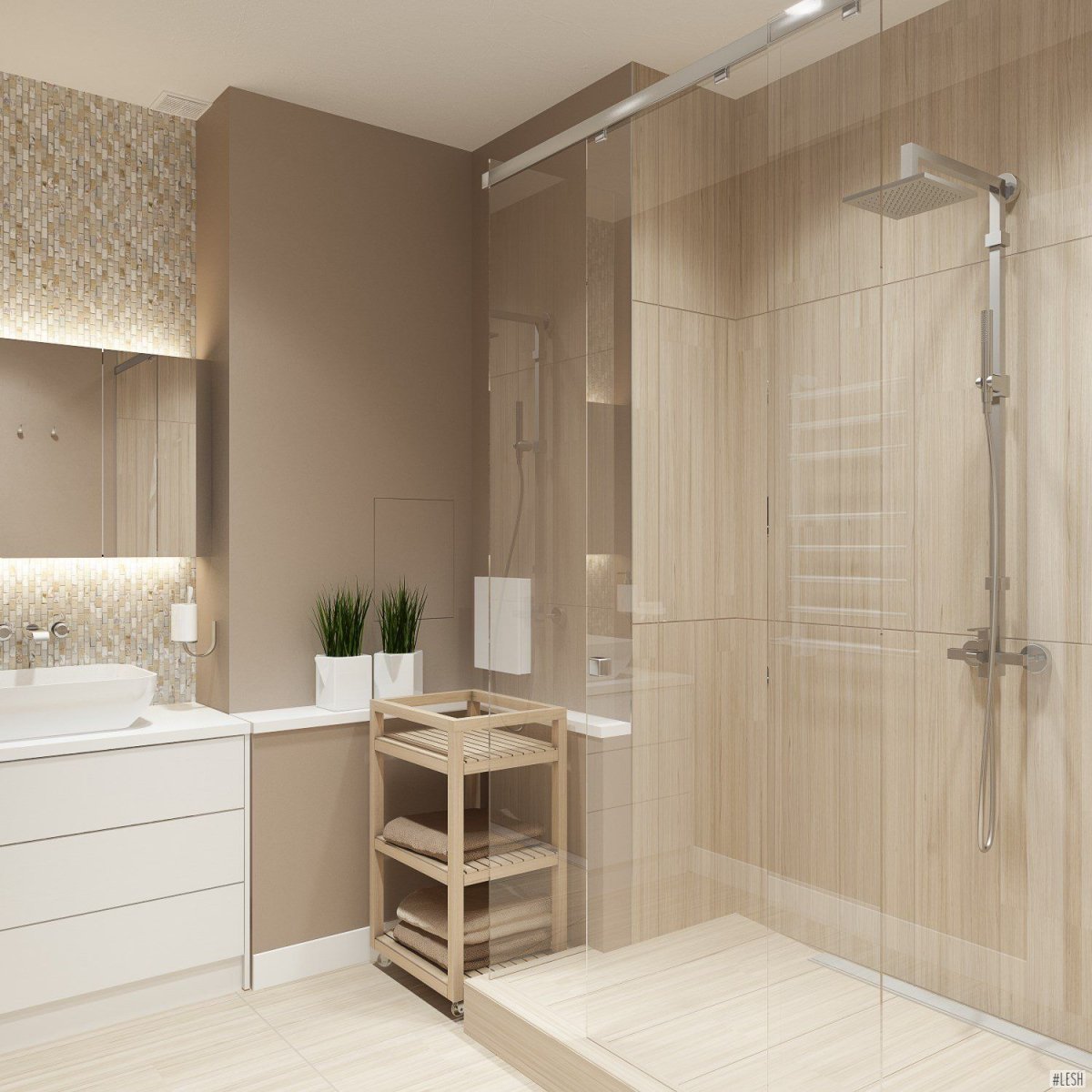 Ванная комната в бежевых тонах