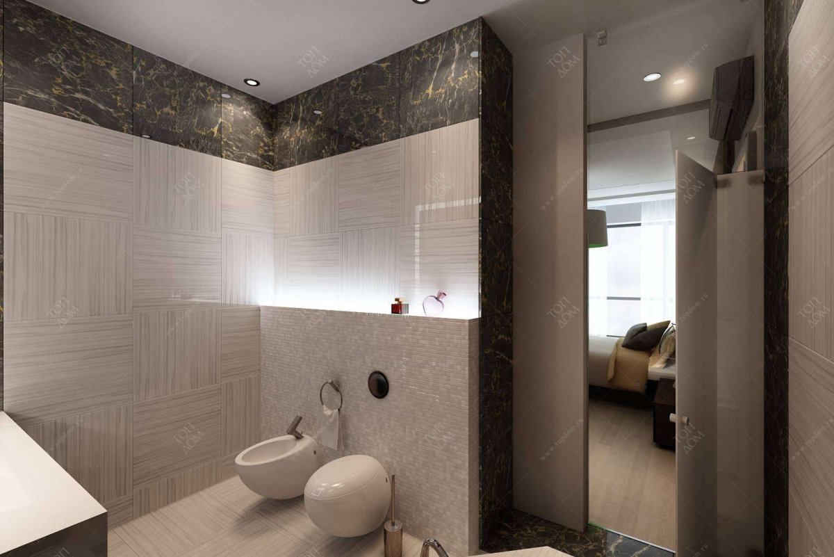 Санузел в бежево серых тонах