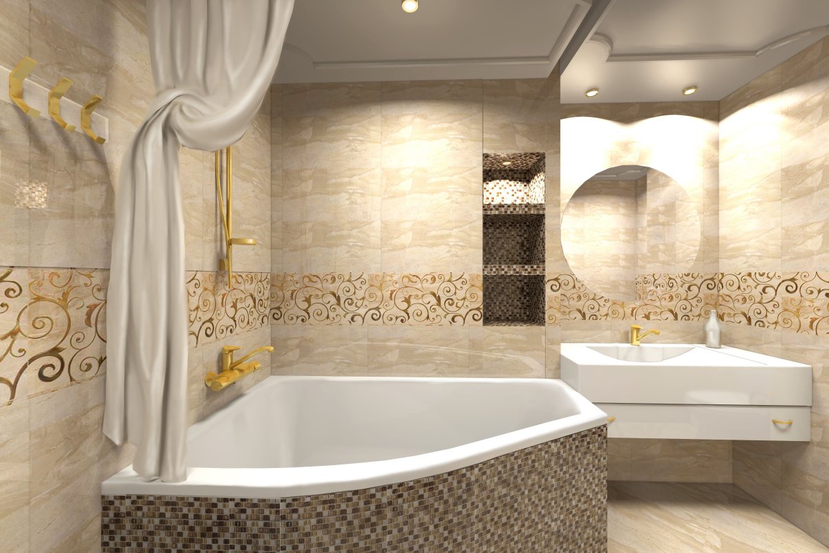 Ванная в золотистых тонах