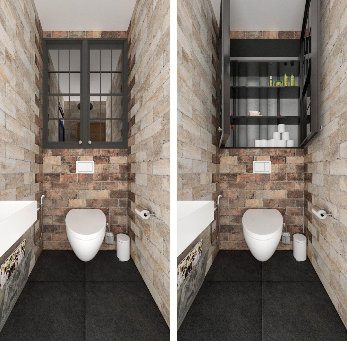 Туалет в стиле лофт