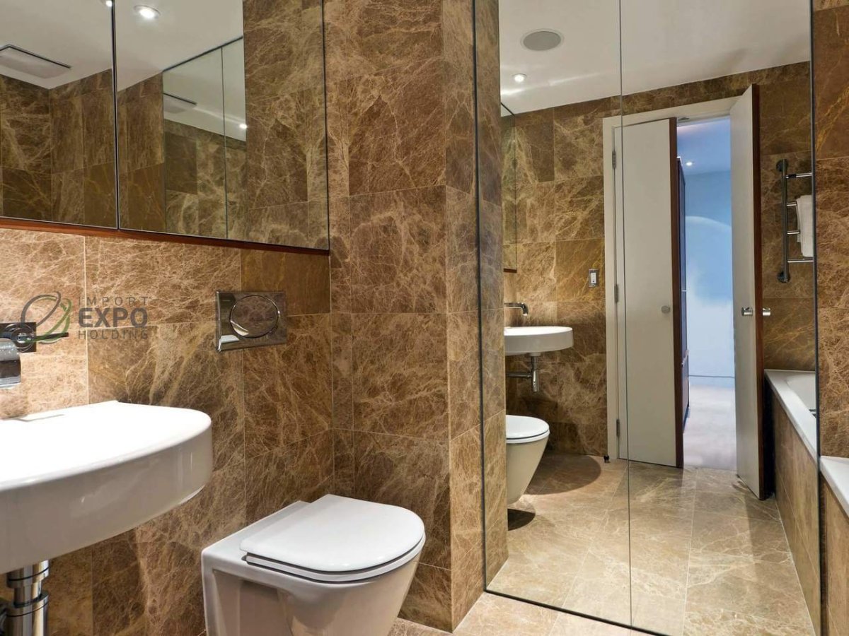 Ванная мраморная плитка классика зеркала