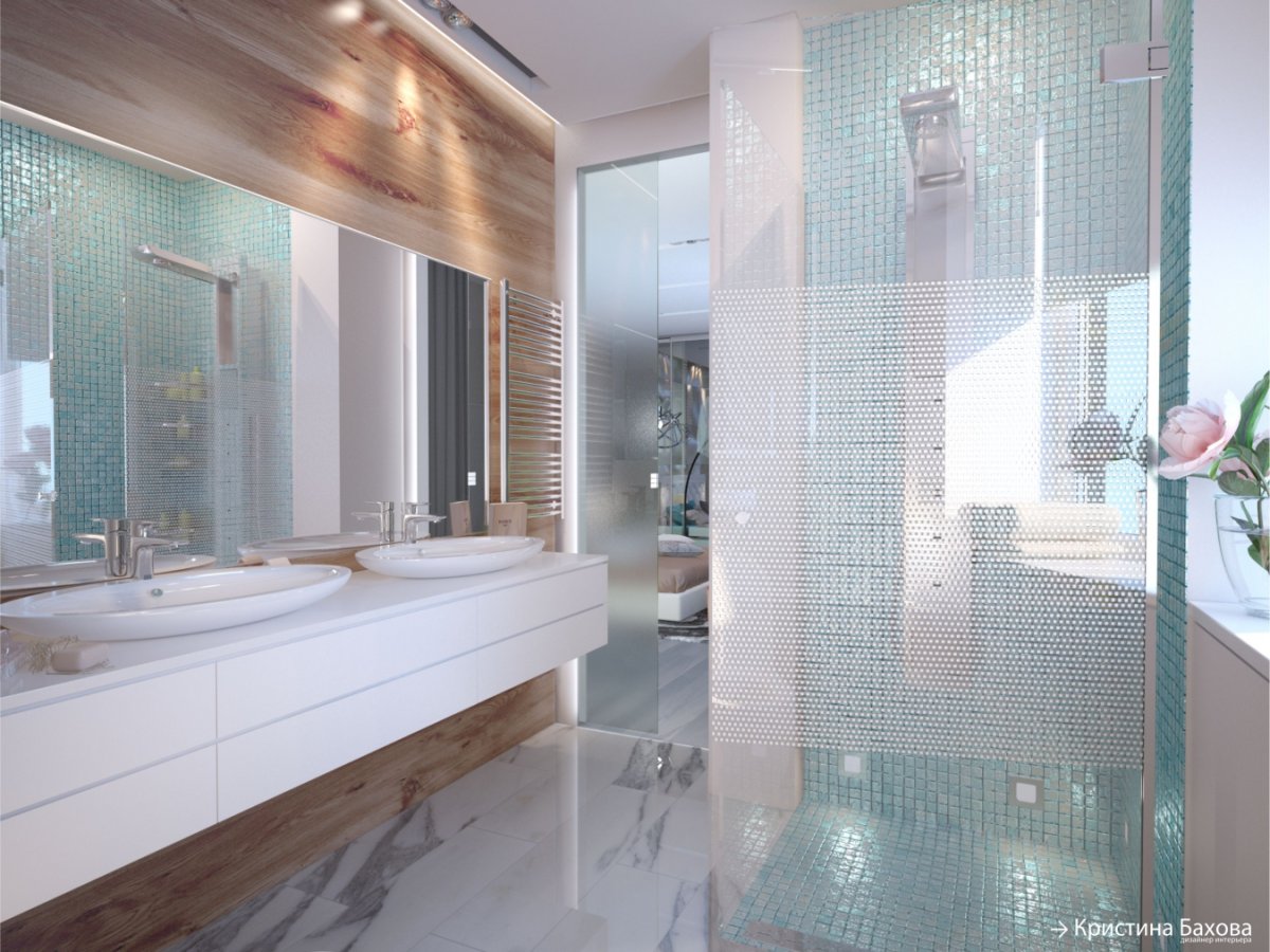 Ванная с мраморной мозаикой