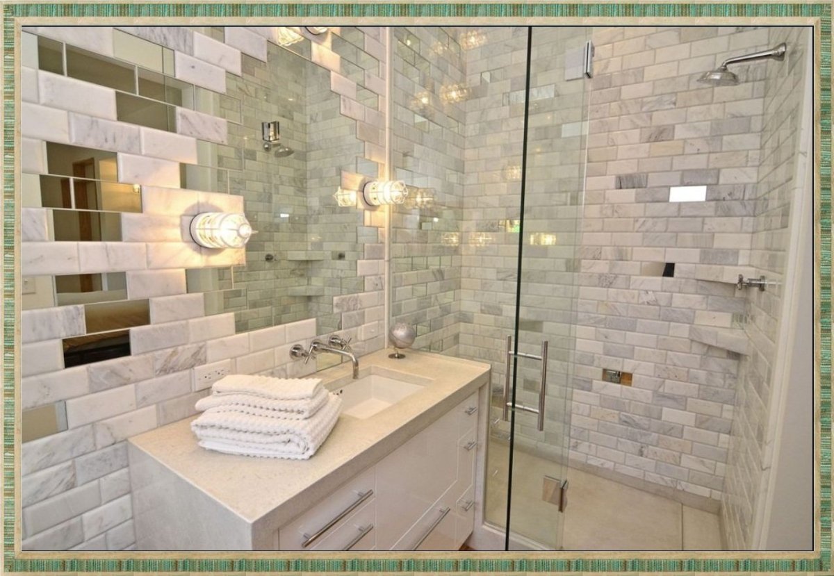 Мозаика галька в интерьере ванной