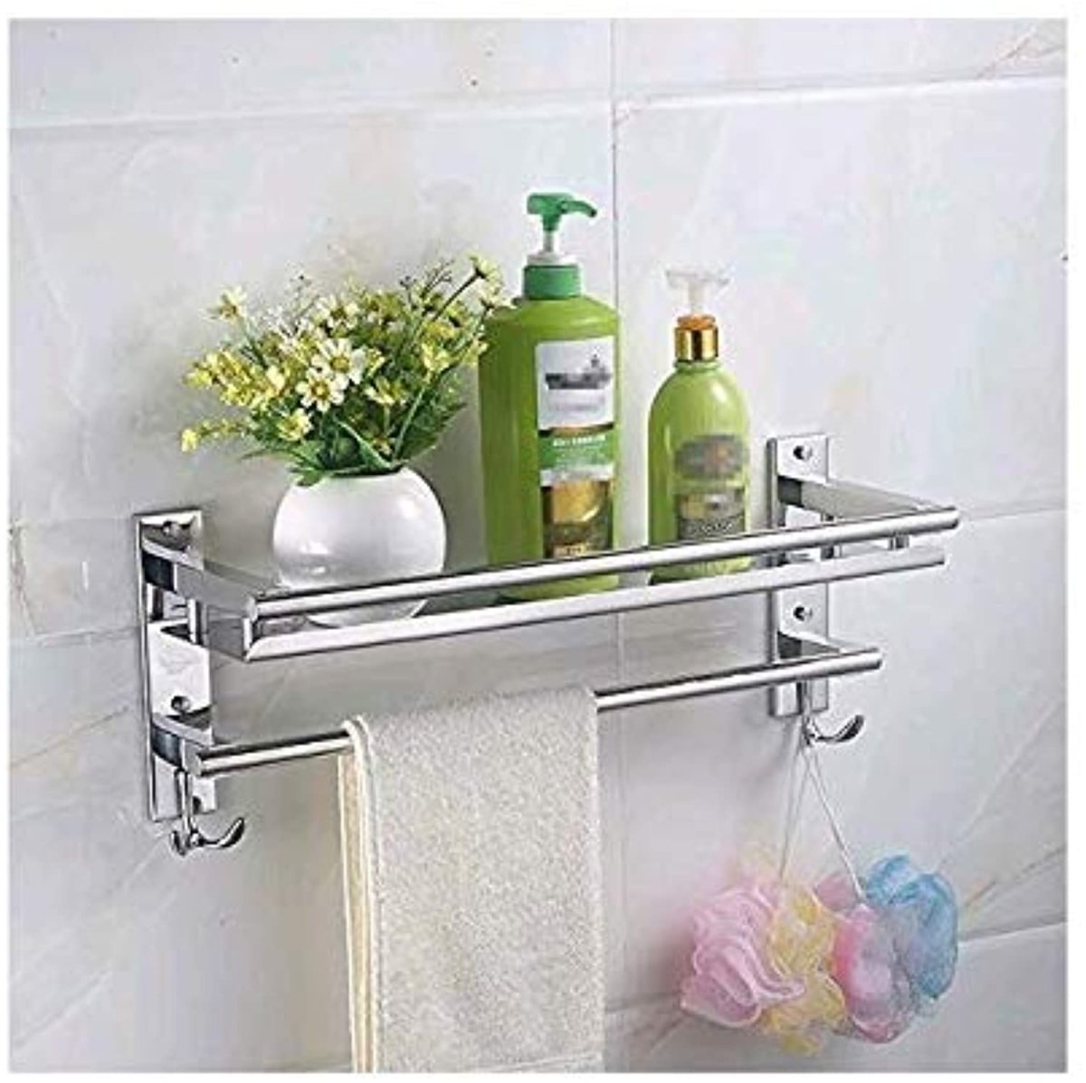 Полка с крючками для ванной комнаты