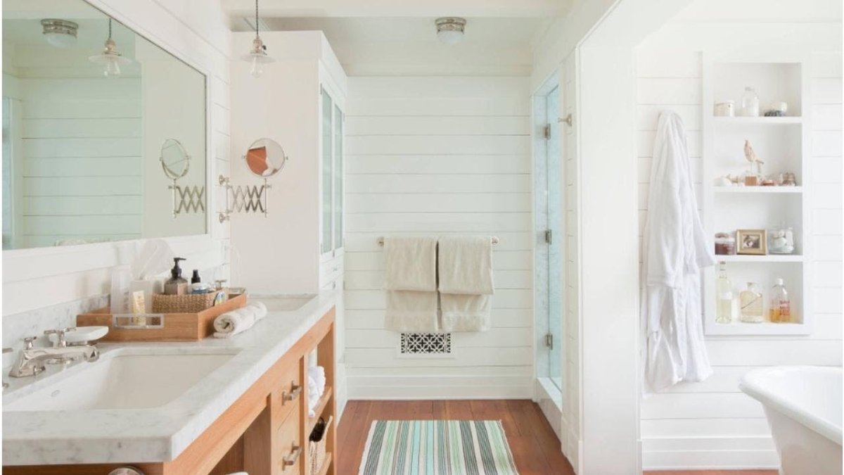 Ванна в скандинавском уютном стиле