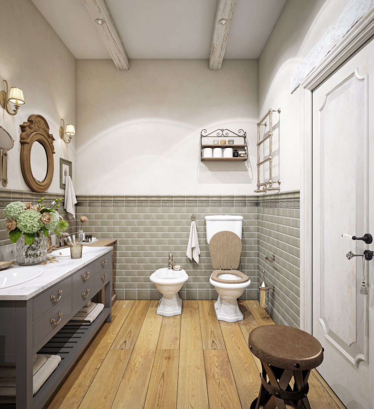 Туалет в стиле Кантри