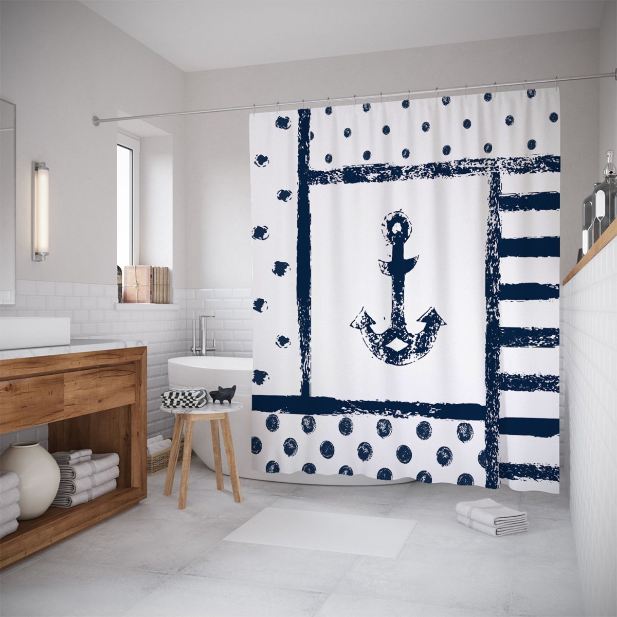 Шторка для ванной в морском стиле