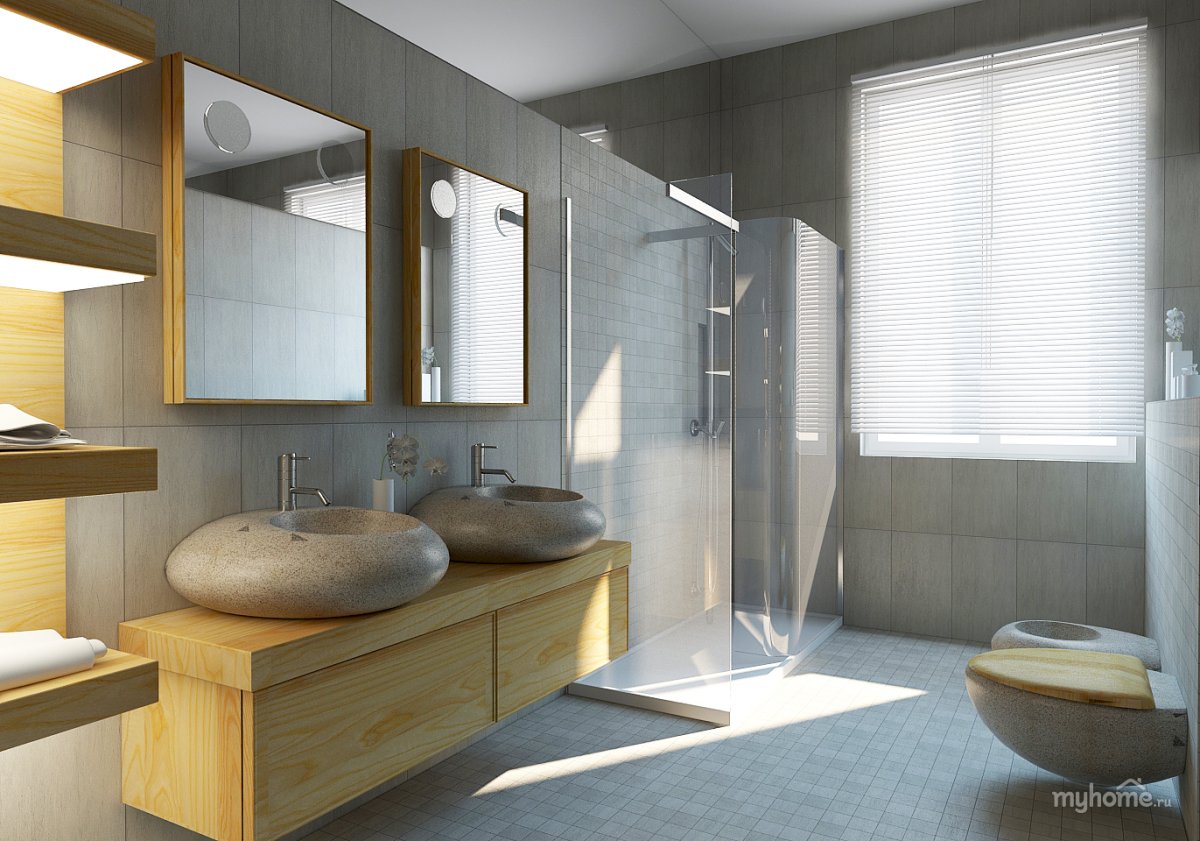 Ванная комната в стиле эко хайтек