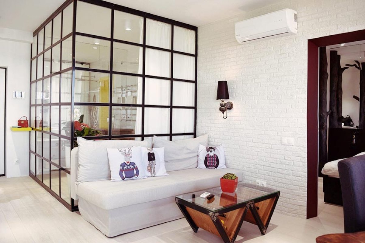 Зонирование ванной комнаты перегородками