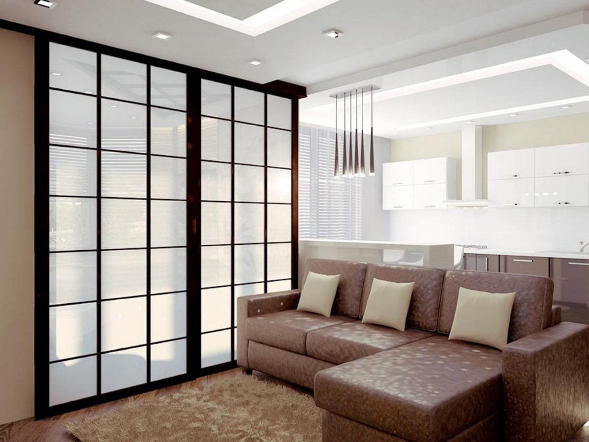 Стеклянная перегородка в спальне