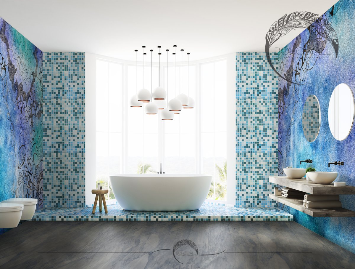 Фотообои Аквамарин в интерьере