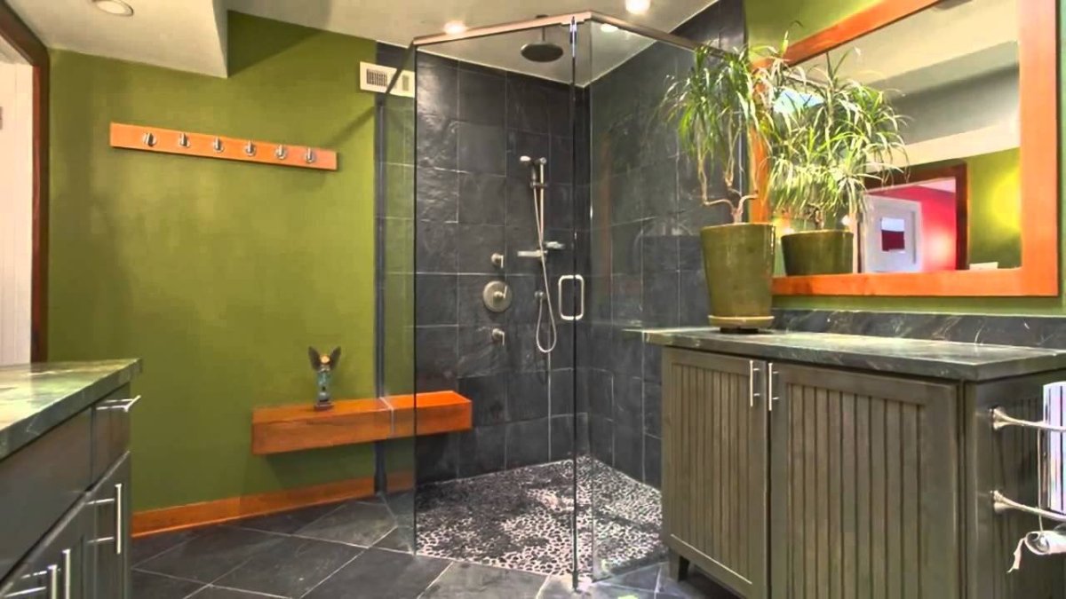 Оливковая ванная комната