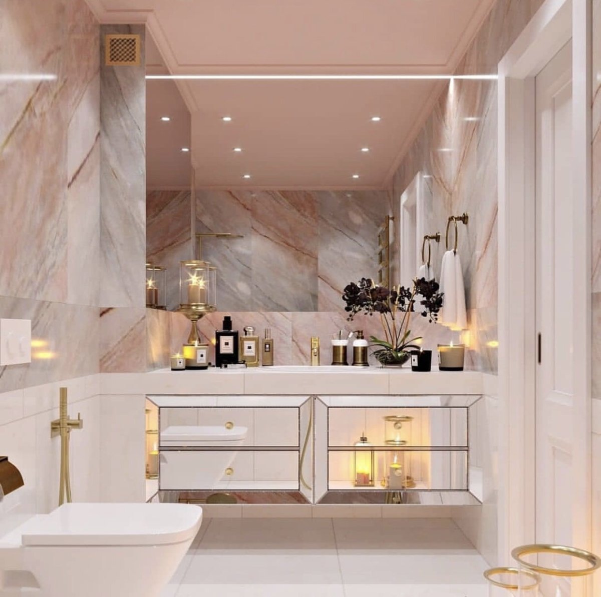 Ванна розовый мрамор