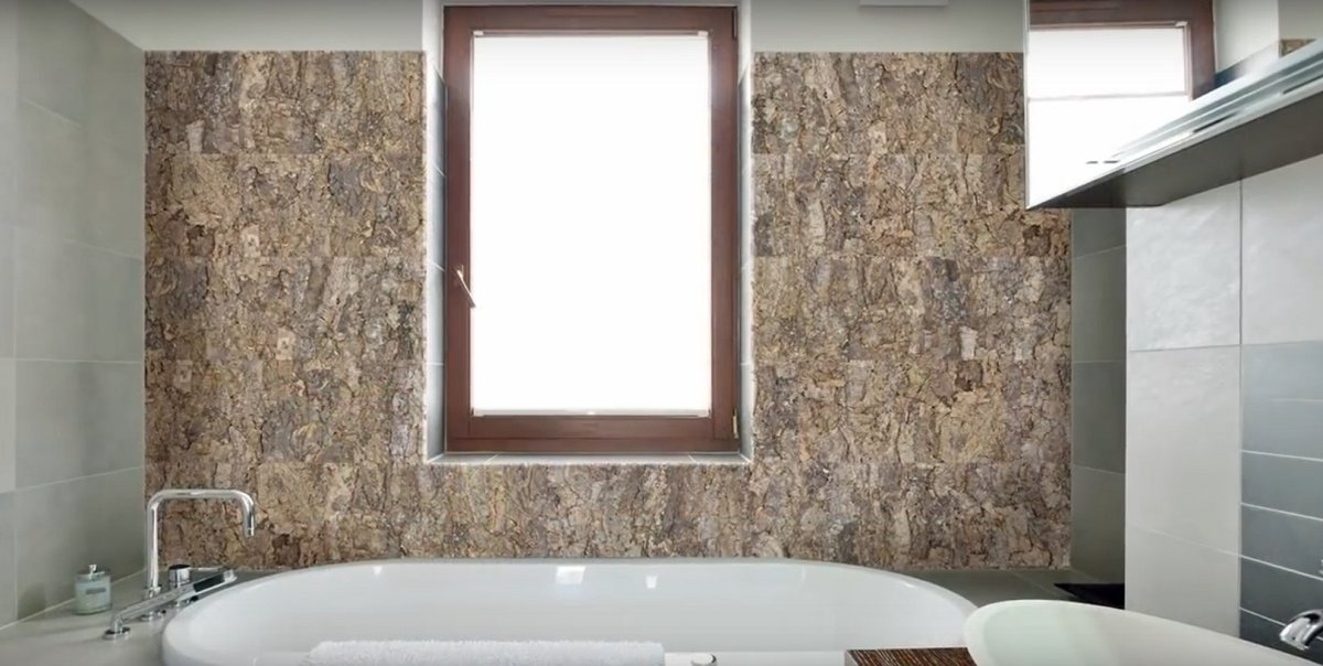 Пробковые стеновые панели для ванной комнаты