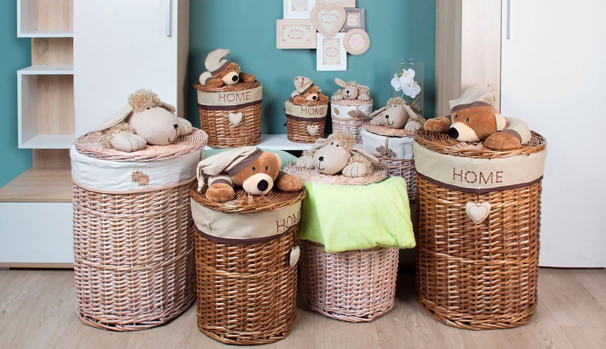 Вязаные корзинки в интерьере