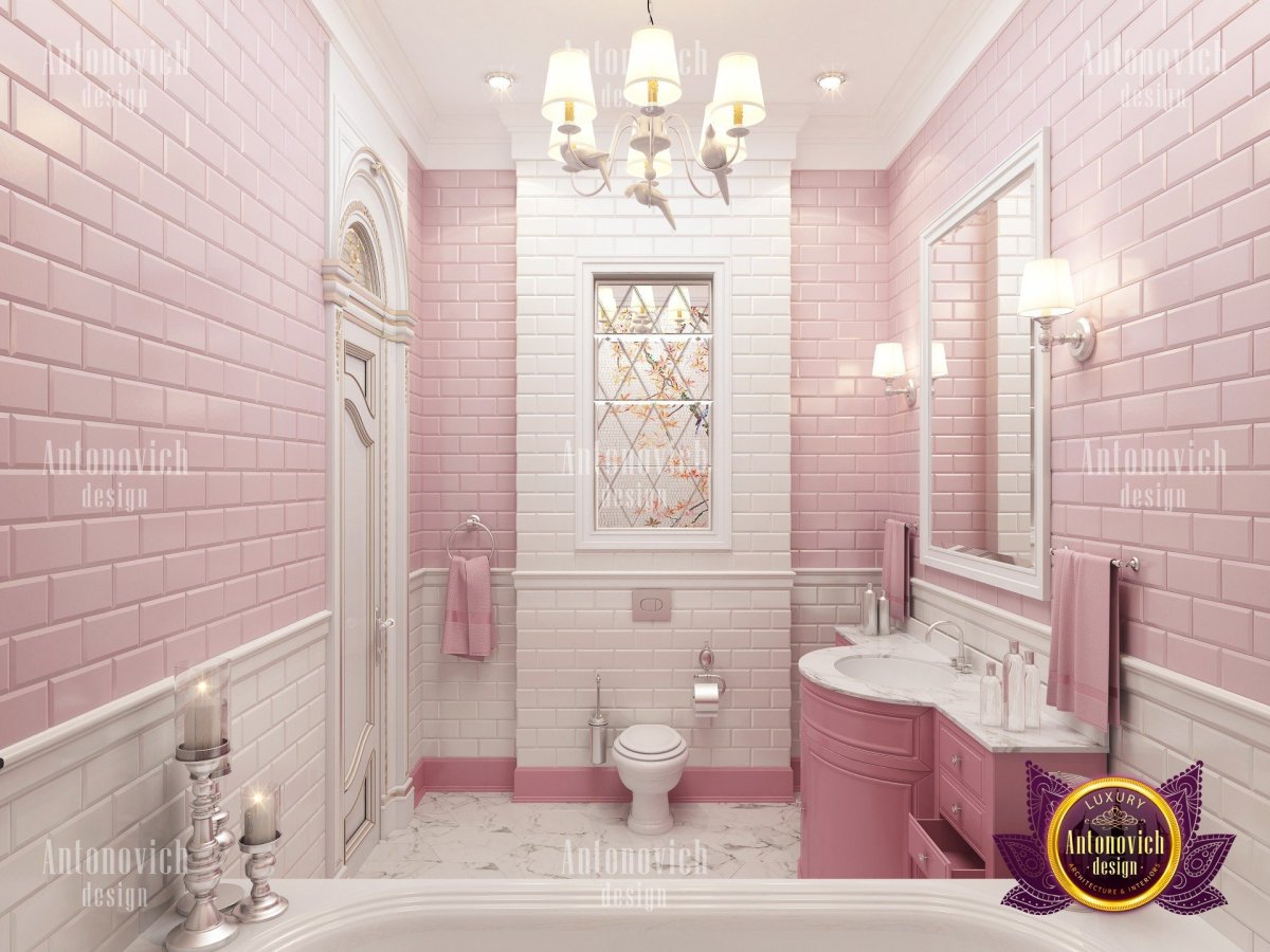 Гармоничность серого с розовым плитка в ванной