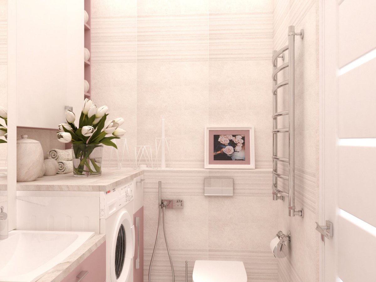 Ванная комната в пудровых оттенках