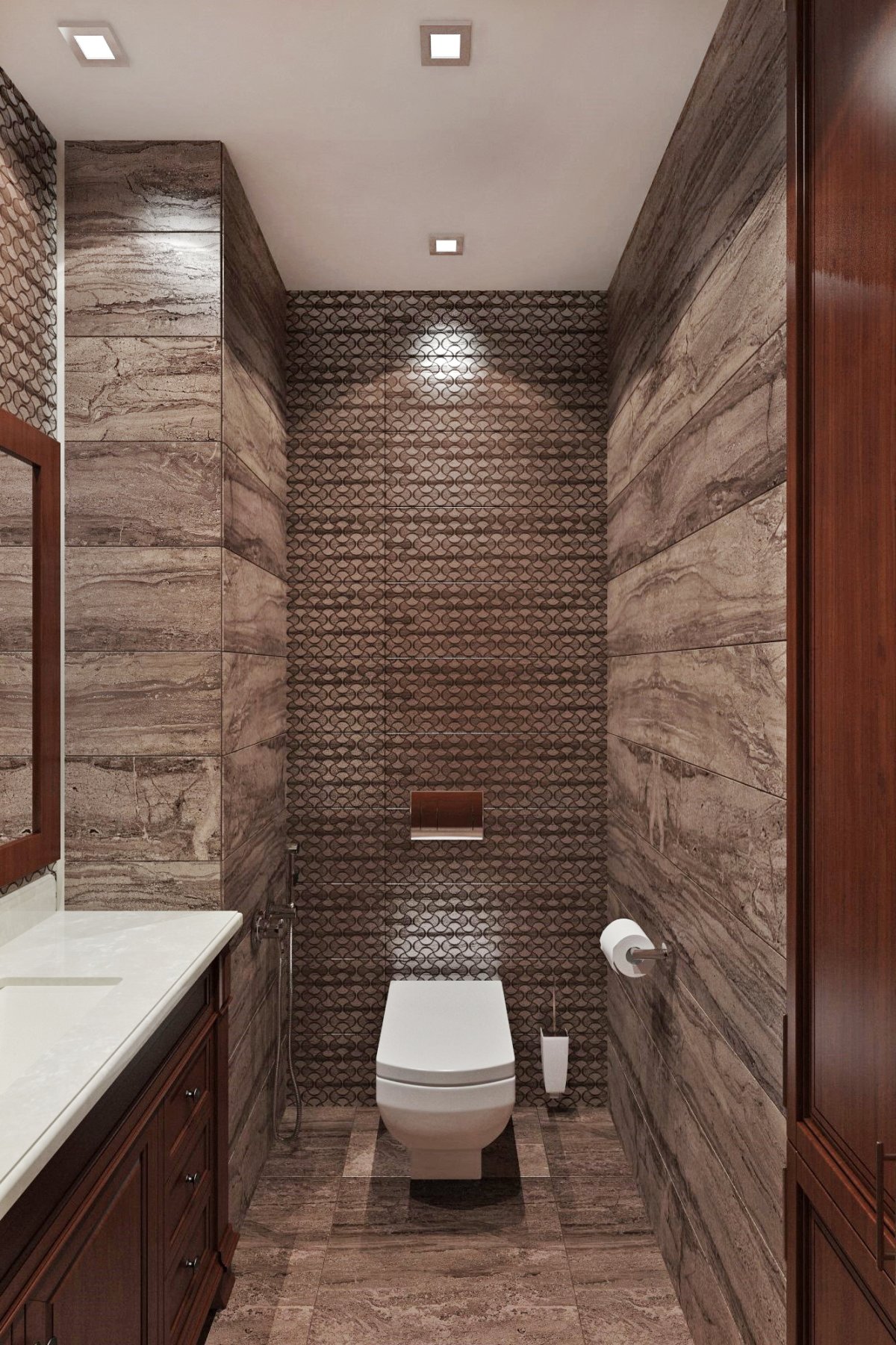 Отделка туалета деревом