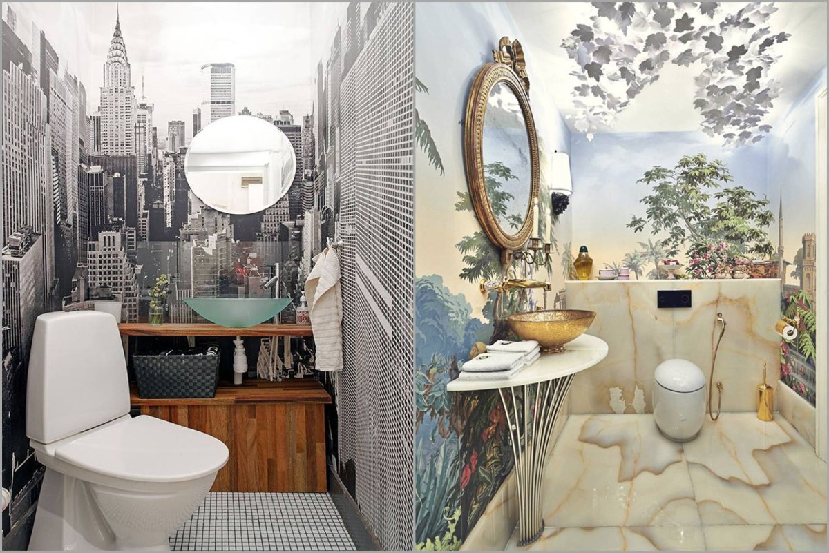 Комбинированная отделка туалета