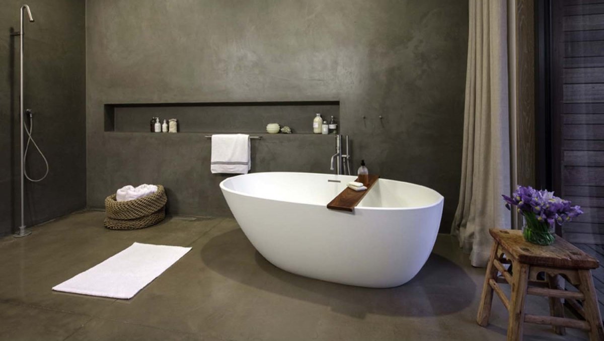 Бетон в интерьере ванной