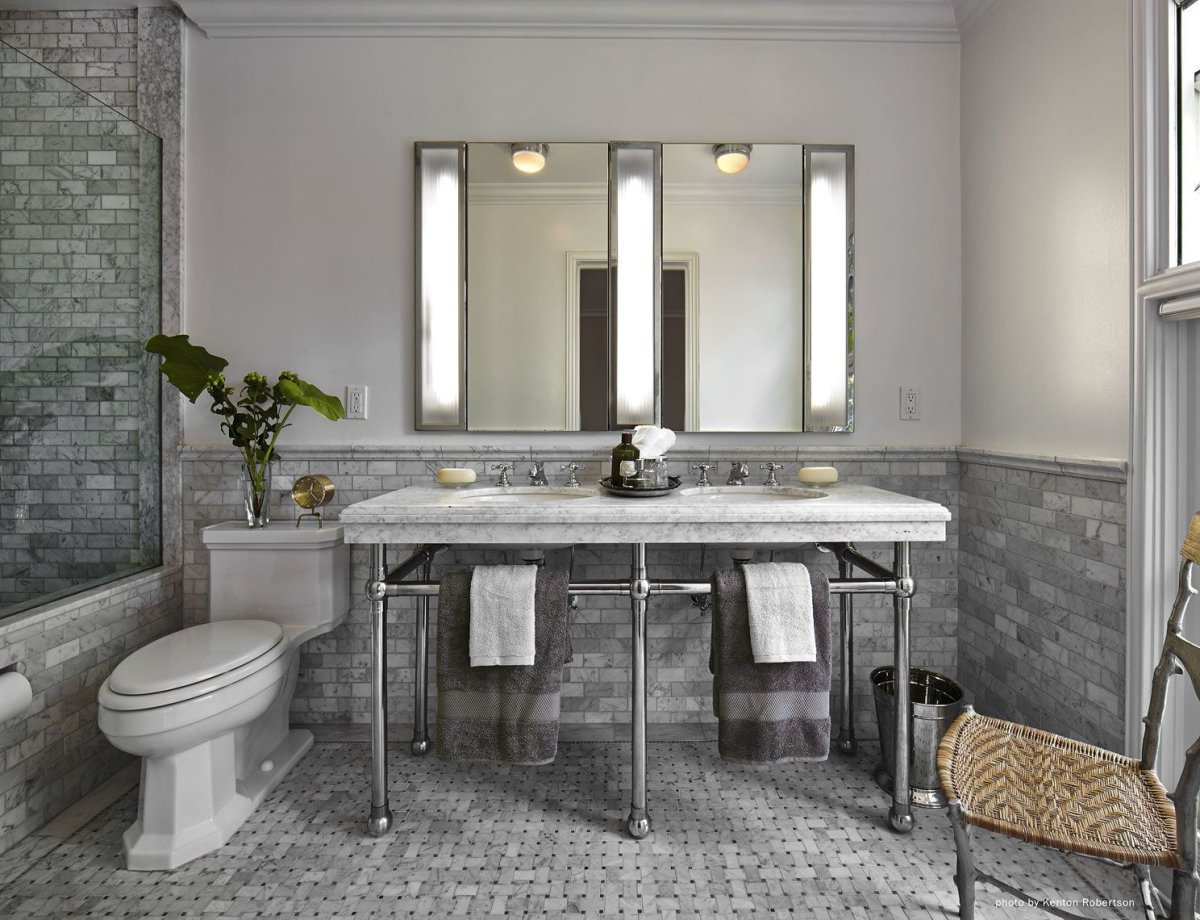 Серый мрамор в ванной