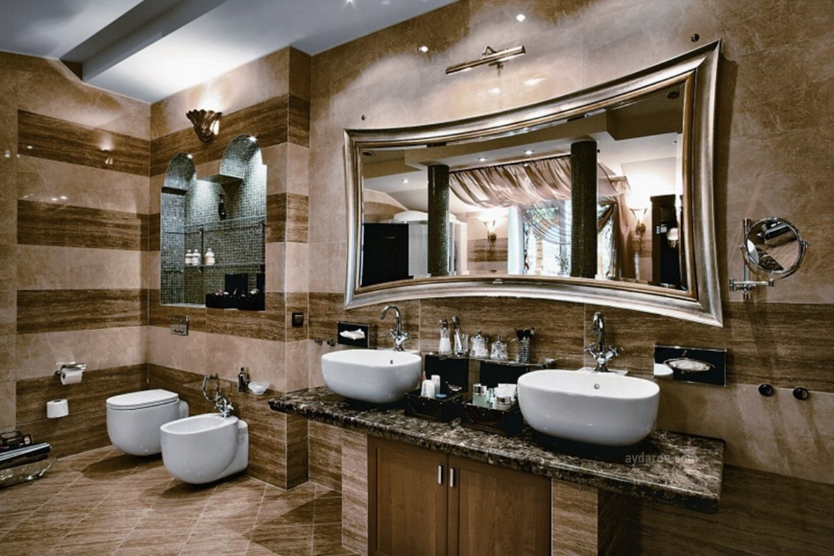 Ванная комната в коричнево золотых тонах